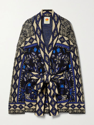 Farm Rio Beaded jacquard-knit cardigan at Collagerie