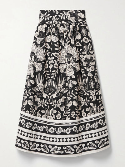 Farm Rio Black floral-print maxi skirt at Collagerie