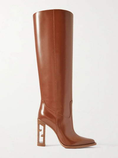 Fendi Cut leather knee boots at Collagerie