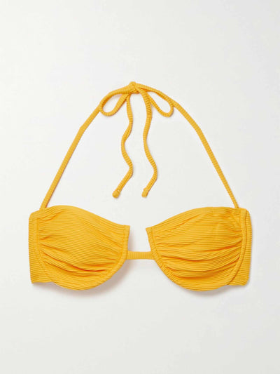 Fisch Yellow ribbed underwired halterneck bikini top at Collagerie