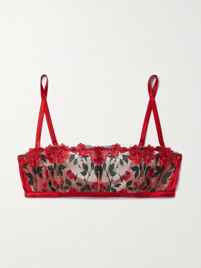 Fleur du Mal Roses and Thorns embroidered bra at Collagerie