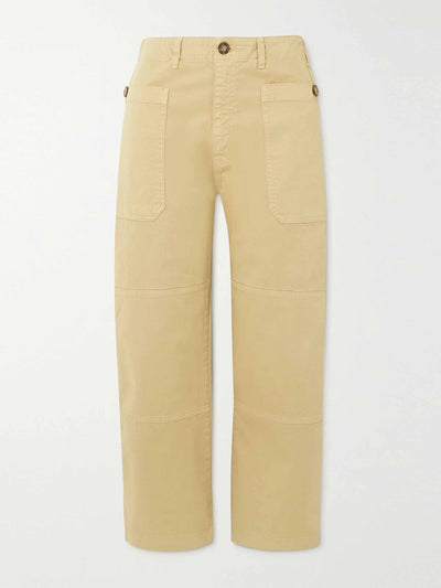 Frame Panelled cropped cotton-blend straight-leg trousers at Collagerie