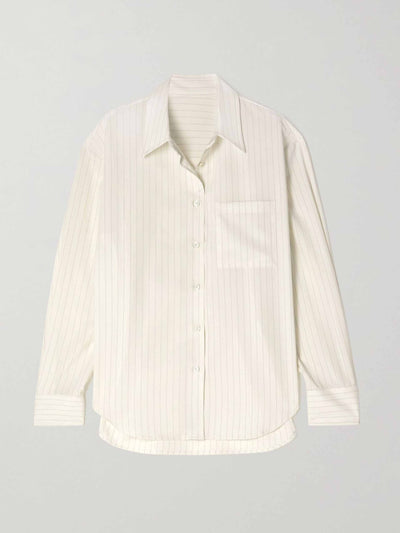 Frankie Shop Lui oversized pinstriped crepe shirt at Collagerie
