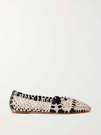 Gabriela Hearst Crocheted cotton and leather flats at Collagerie