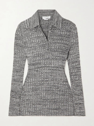 Gabriela Hearst Grey ribbed cashmere sweater at Collagerie