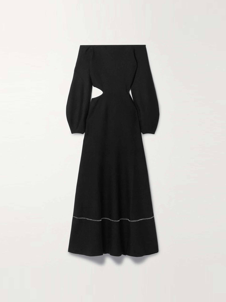 Black off the shoulder cut out dress
