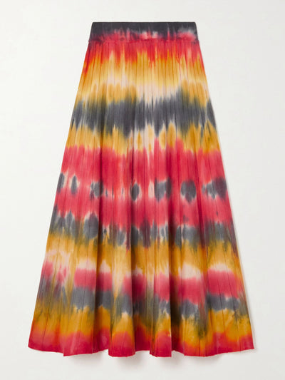 Gabriela Hearst Ella pleated tie-dyed cashmere midi skirt at Collagerie
