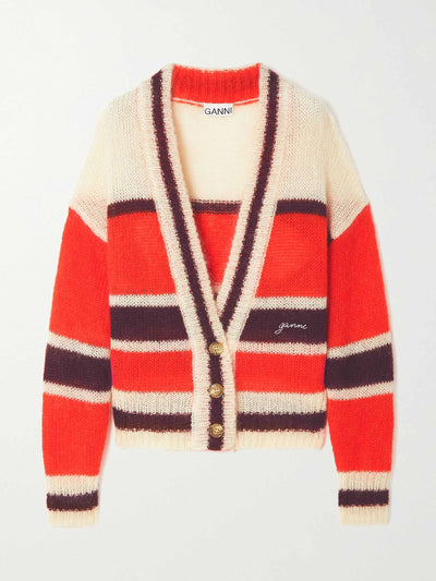 Ganni Striped wool cardigan at Collagerie