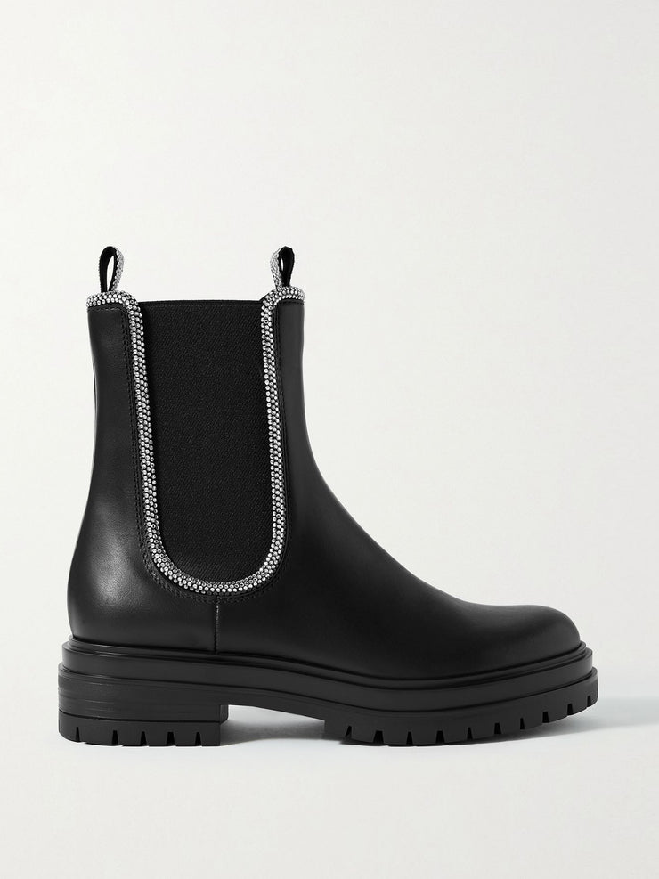 Chester crystal-embellished leather Chelsea boots