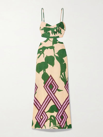 Johanna Ortiz Between Daydreams cutout printed linen maxi dress at Collagerie