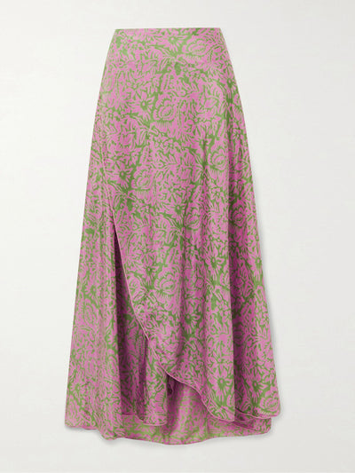 Hannah Artwork Floral-print silk wrap skirt at Collagerie