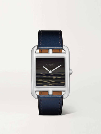 Hermès Timepieces Navy stainless steel and leather watch at Collagerie