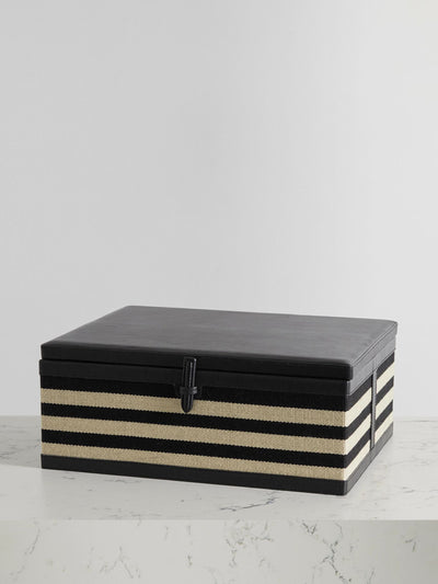 Hunting Season Leather-trimmed woven trunk box at Collagerie