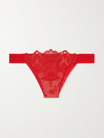 I.D. Sarrieri Crossette embroidered tulle thong at Collagerie