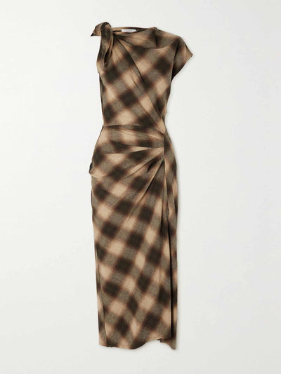 Isabel Marant Étoile One-shoulder checked midi dress at Collagerie
