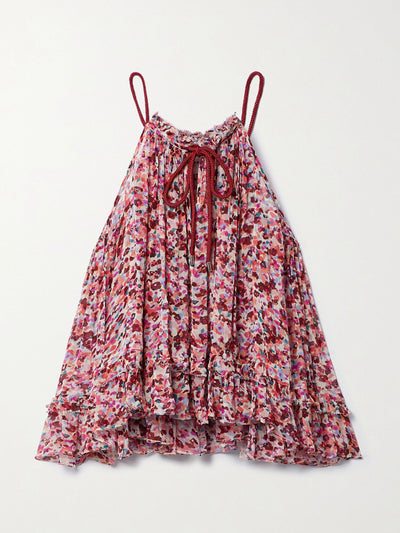 Isabel Marant Étoile Red floral print ruffled top at Collagerie