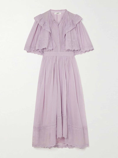 Isabel Marant Étoile Lilac ruffled broderie anglaise midi dress at Collagerie
