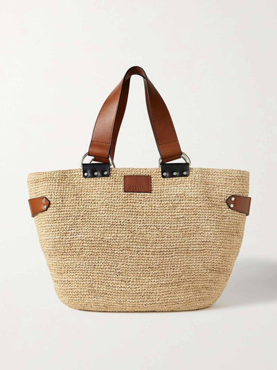 Isabel Marant Leather-trimmed raffia tote at Collagerie