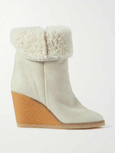 Isabel Marant Cream Totam 90 shearling and leather boots at Collagerie