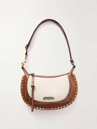 Isabel Marant Leather-trimmed embroidered canvas shoulder bag at Collagerie