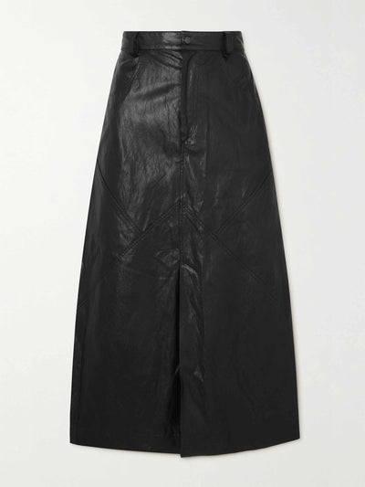 Isabel Marant Étoile Black faux leather midi skirt at Collagerie