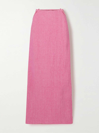Jacquemus Pink linen maxi skirt at Collagerie