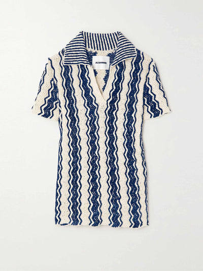 Jil Sander Knitted stripe polo top at Collagerie