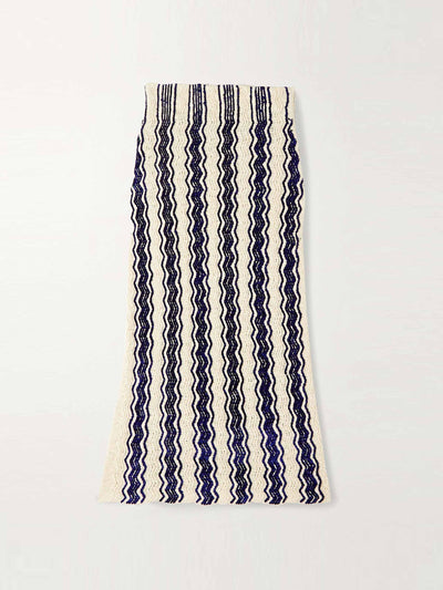 Jil Sander Knitted striped midi skirt at Collagerie