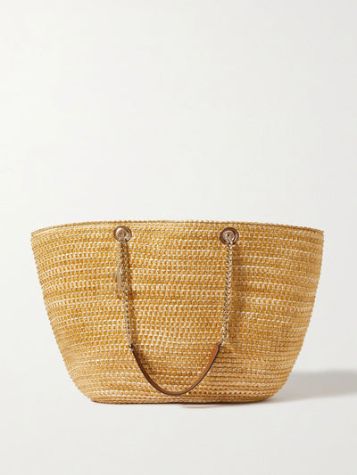 Jimmy Choo Mari leather-trimmed raffia tote at Collagerie