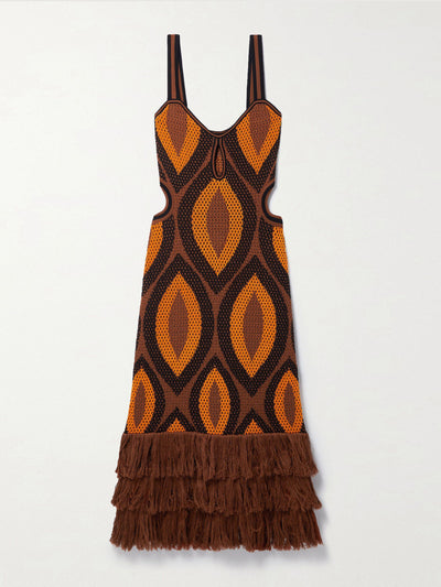 Johanna Ortiz Cultural Roots cutout fringed crocheted maxi dress at Collagerie