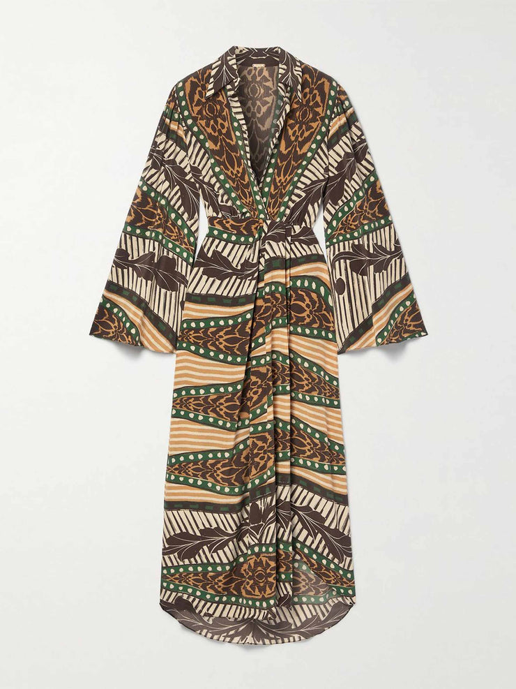 Timbuktu wrap-effect printed silk-georgette midi dress