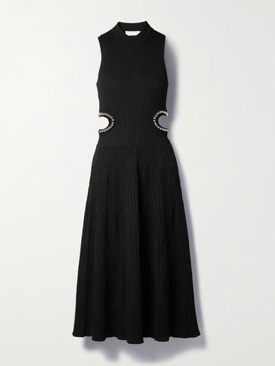 Jonathan Simkhai Tommi bead-embellished cutout ribbed-knit midi dress at Collagerie