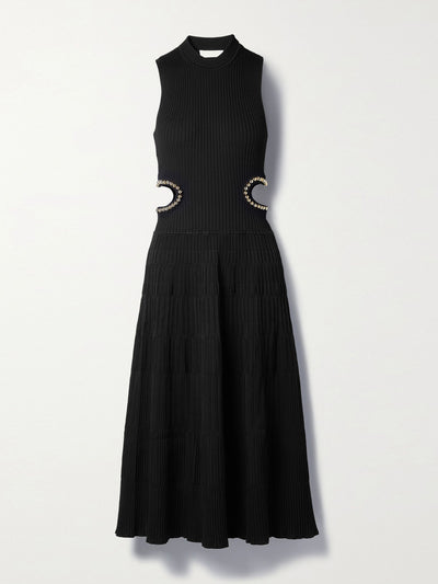 Jonathan Simkhai Bead-embellished cutout ribbed-knit midi dress at Collagerie