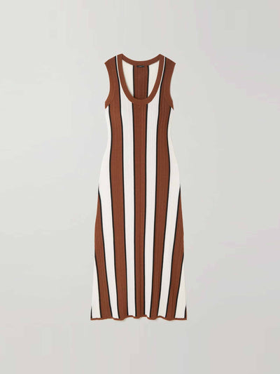 Joseph Striped ribbed knit midi dress at Collagerie
