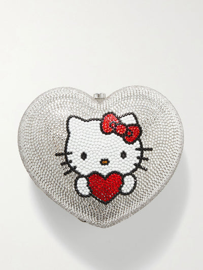 Judith Leiber Couture Hello Kitty crystal-embellished silver-tone clutch at Collagerie