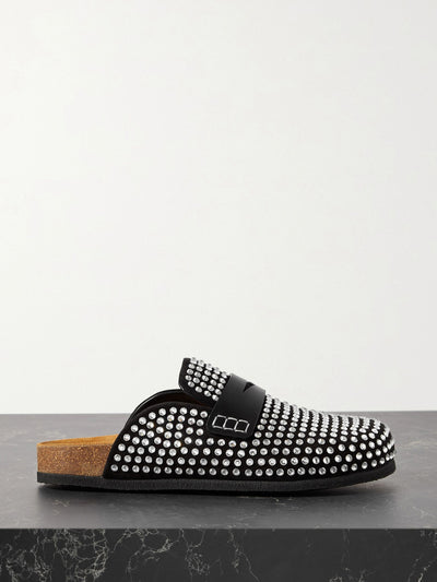 Jw Anderson Black crystal-embellished suede slippers at Collagerie