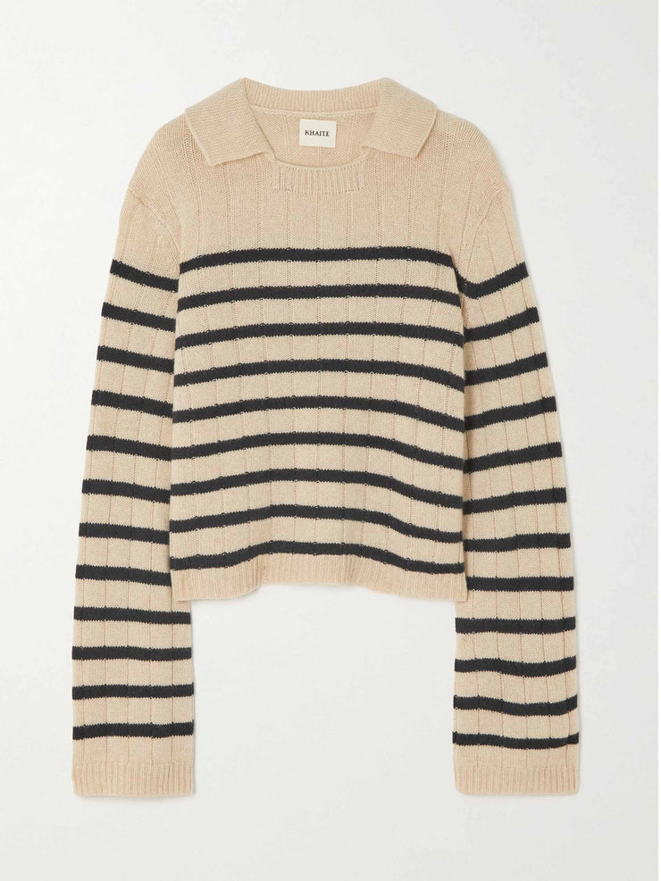 Striped cashmere polo sweater