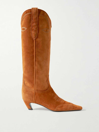 Khaite Suede knee boots at Collagerie
