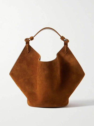 Khaite Brown suede tote bag at Collagerie