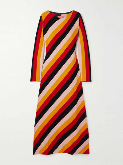 La DoubleJ Swing striped wool and silk-blend dress at Collagerie