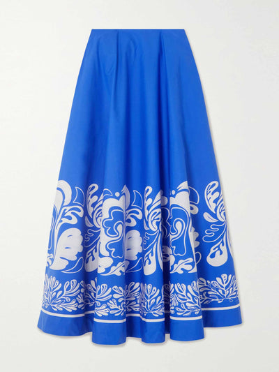 La Doublej Blue printed  midi skirt at Collagerie