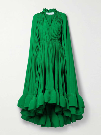Lanvin Cape-effect tie-detailed crepe dress at Collagerie