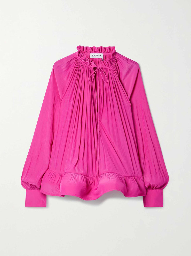 Pink ruffled blouse