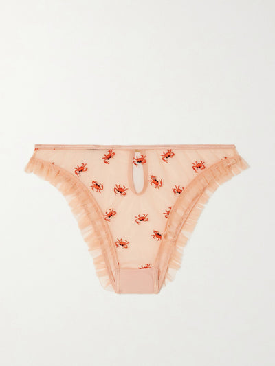 Le Petit Trou Crab ruffled embroidered briefs at Collagerie