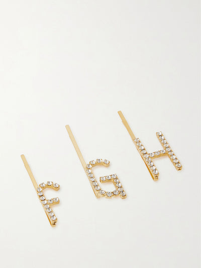 Lelet NY Alphabet gold-tone Swarovski crystal hair clip at Collagerie