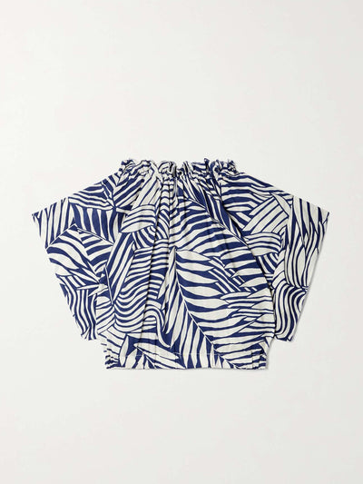 Lemlem Blue and white printed top at Collagerie