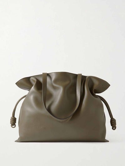 Loewe Large khaki leather tote bag at Collagerie