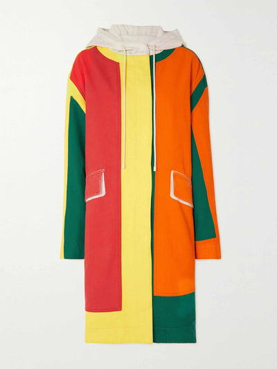 Loewe Hooded color-block coated-denim parka at Collagerie