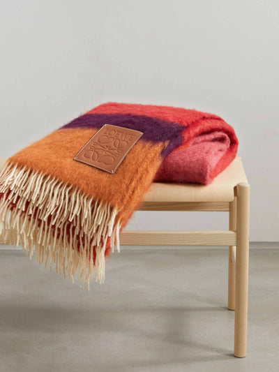 Loewe Striped mohair and wool blend blanket at Collagerie