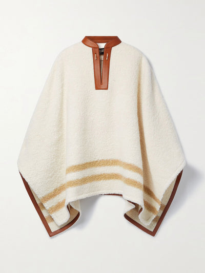 Loro Piana Alpaca-blend white and beige poncho at Collagerie